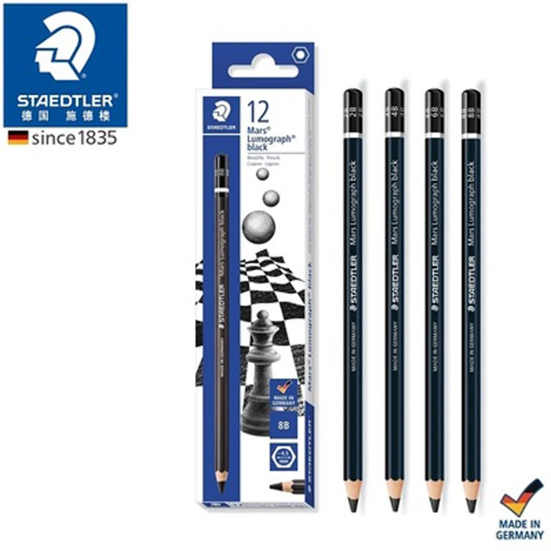 12 pcs Staedtler 100B Pencil Professional Drawing Pencils Student Sketch Pencils Charcoal Pencil School Stationery Office Supply marie s charcoal pencil dibujo profesional 15pcs b sketch charcoal pencils carboncillos para dibujo lapices dibujo profesional