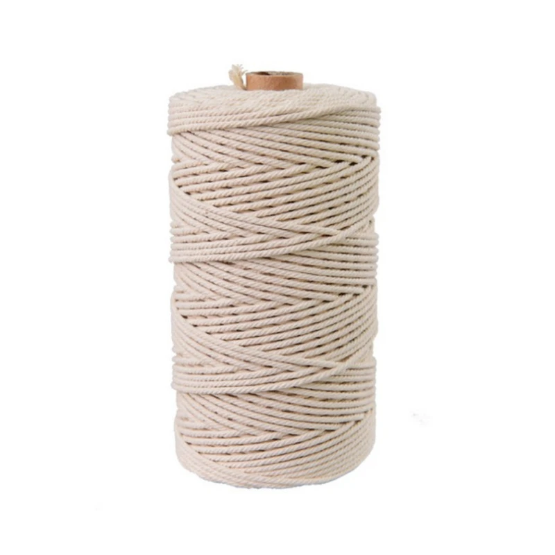 B 200m Cotton Cord Knitting Craft Macrame String Thread Rope DIY Woven Tapestry Rope Natural Beige Twisted Cord Rope 2/3mm - Цвет: B