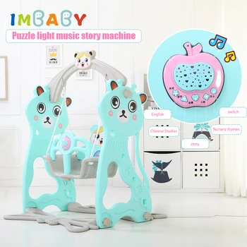 

IMBABY New Babys Swing Chair Kids Story Music Learning Machine Eco-friendly Plastic Child Swing Indoor With Water Flooding Board