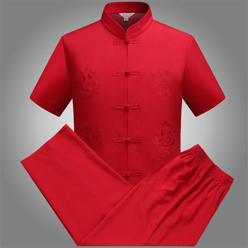 Men Tang Suit Traditional Chinese Clothing Jackey Chinese Shirt Style New Year Top Pant Hanfu Kung Fu Clothing Blouse Party