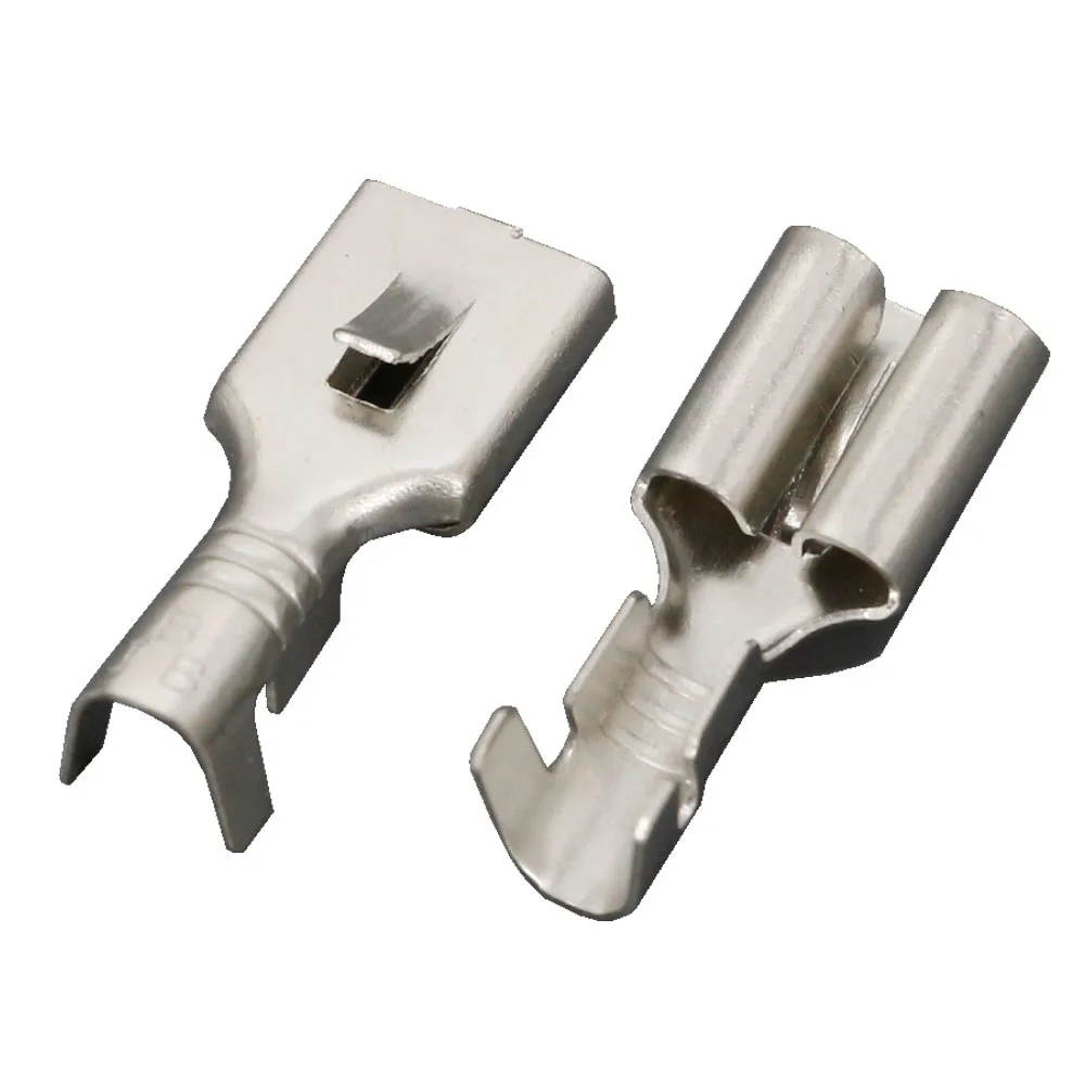 Terminal Connector 50 PCS 6.3 Series 0.4 Thic Brass Tinned Female Crimp Terminal Brass Wire Connector For Car Relay DJ623-E6.3A/B/C