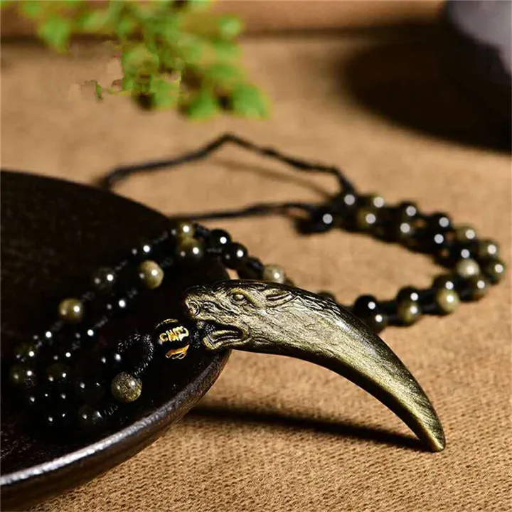 

Excellent Natural Gold Obsidian Gold Flash Light Pendant Gemstone Trendy Spike Carving 41mm Necklace Drop Shipping AAAAA