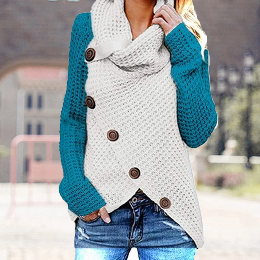 WENYUJH осень, Модный женский вязаный свитер в стиле пэчворк, зимний Повседневный джемпер, Женский вязаный свитер, женская одежда, новинка