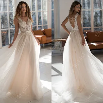 champagne beach wedding dress