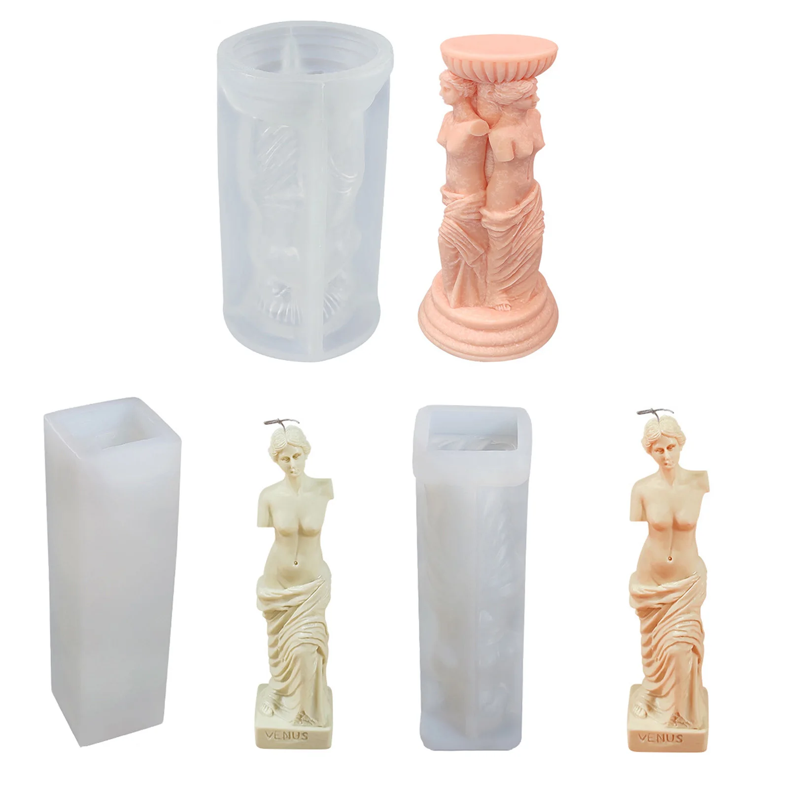 diseño de columna romana SevenMye Molde de silicona para velas 3D 