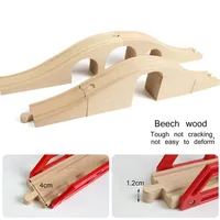 Wooden Train Track Bridge Wooden Railway Set Accessories Racing Tracks Fit For Thomas Educational Toys For Kids 2