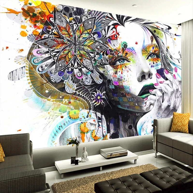 Custom 3D Photo Self Adhesive Wallpaper Modern Creative Sketch Beauty Personality Living Room Bedroom Background Art Mural | Обустройство
