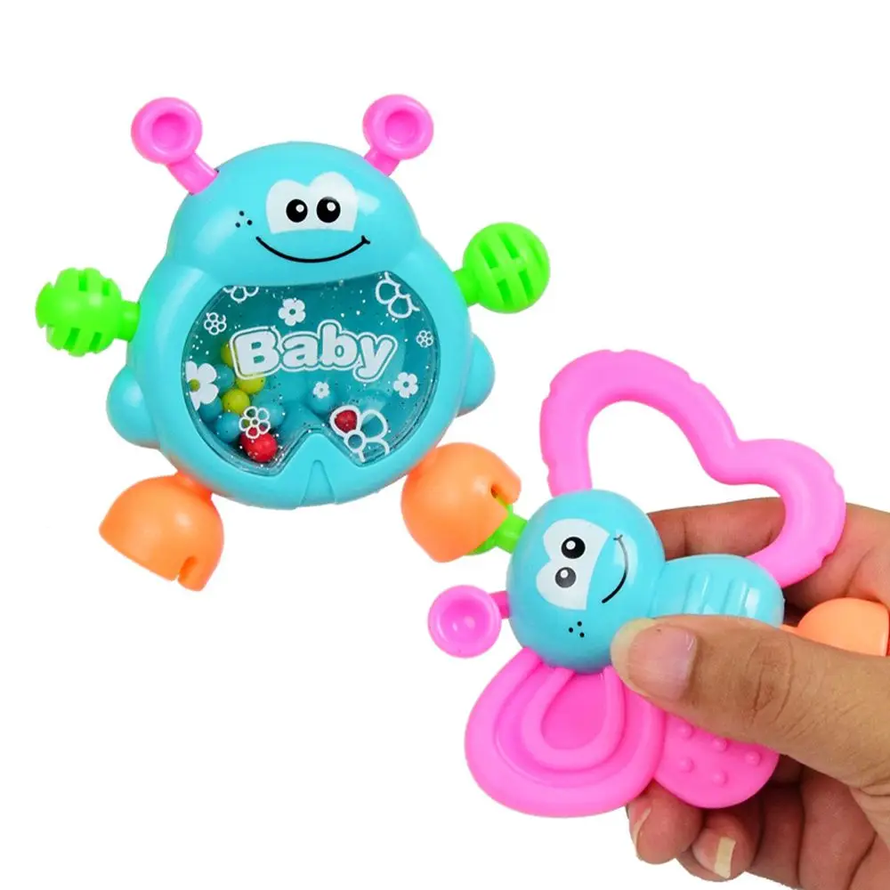 7Pcs/Set Cute Crib Teething Training Plastic Gift Toddler Baby Teether Hand Shaking Educational Toys Bell Rattles Infant Toys