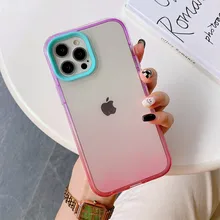 

Rainbow Gradient Phone Case For iPhone 13 12 11 Pro Max X XR XS Max 7 8 Plus 13Mini Cases Transparent Soft Shockproof Back Cover
