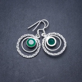 

Natural Chrysoprase Handmade Unique 925 Sterling Silver Earrings 1.5" Y3072
