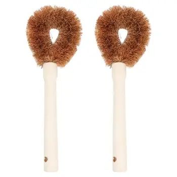 

2pcs Kitchen Cleaning Brush Cookware Wood Handle Brush Pot Cleaning Tool