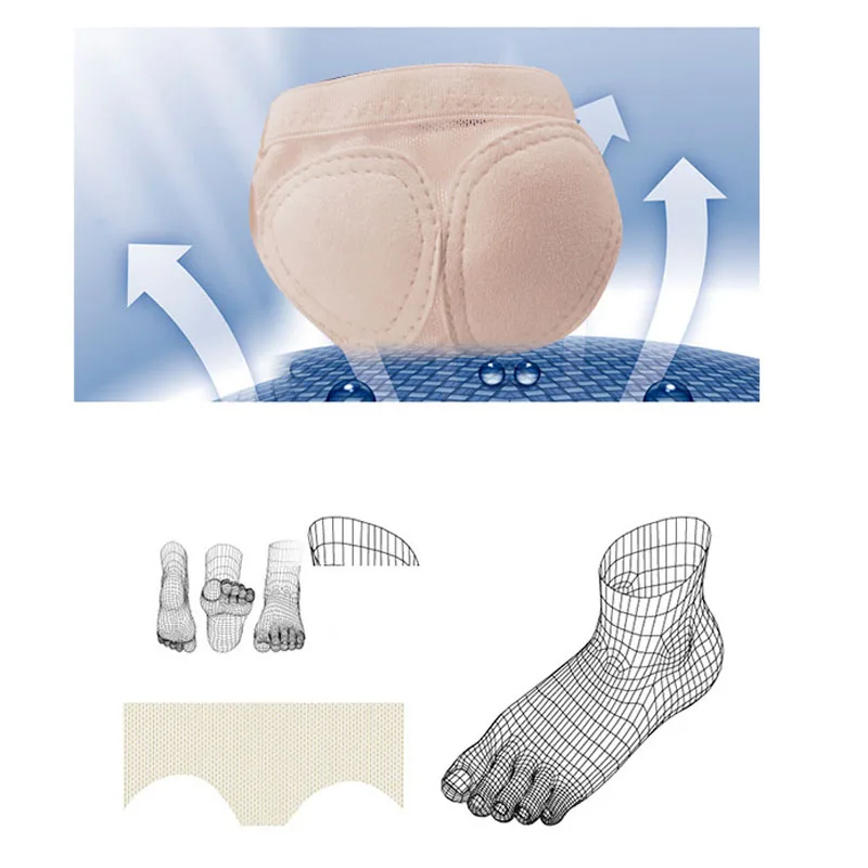 Soft Gymnastics Ballet Shoes Women's Mesh Breathable Half-toe Belly Dance Shoes Herringbone Models Wear-resistant Foot Socks