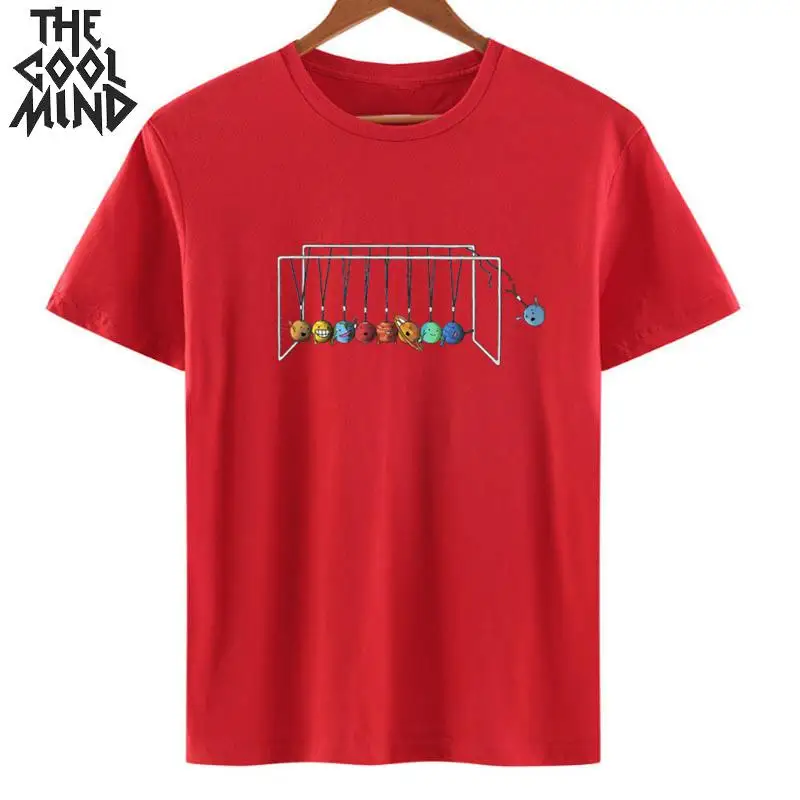MO0124ZCM-RED COOLMIND хлопок funnny женская футболка Летняя трикотажная футболка с круглым вырезом дышащая тканевая Футболка женская футболка с принтом - Цвет: MO0124ZCM-RED