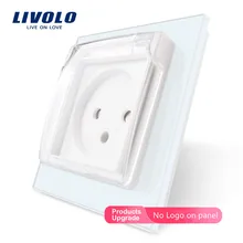 Livolo EU standard Israel розетка, кристальная стеклянная панель, AC 100~ 250V 16A, VL-C7C1ILWF, с водонепроницаемой крышкой, без логотипа