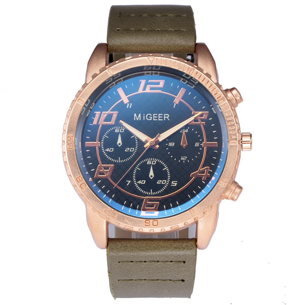 

2019 New Style Large Dial PU Strip Quartz Watch Europe And America Men Fashionable Watch