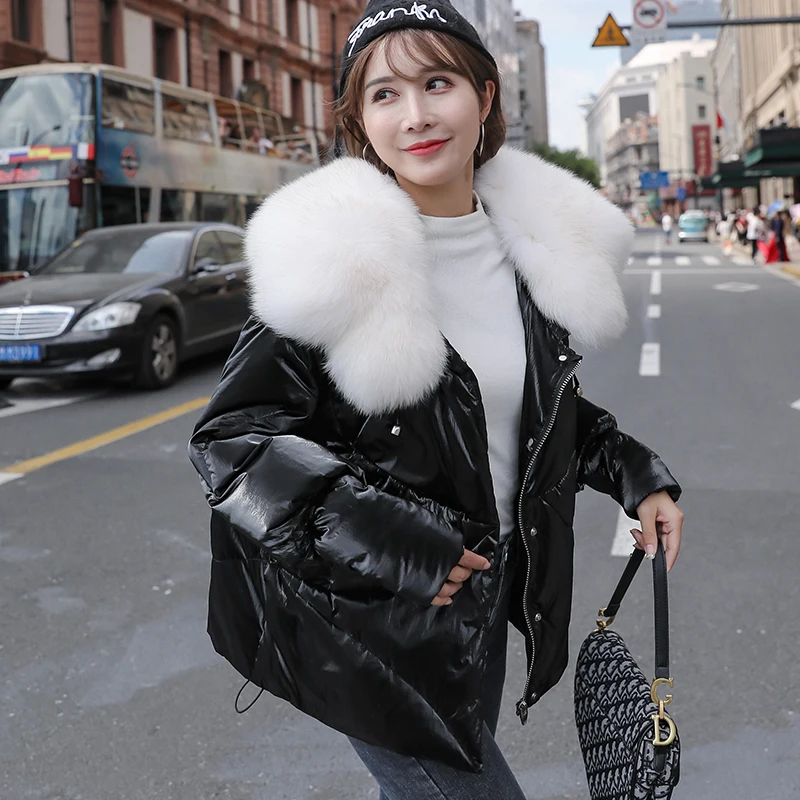 

2019 winter new down jacket fox fur collar detachable jacket short jacket fashion thickening inner warm down jacket women