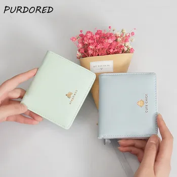 

PURDORED 1 Pc Cartoon Cute Mini Wallet PU Leather Women Short Small Wallet Coin Purse Female Ladies Card Case Tarjetero