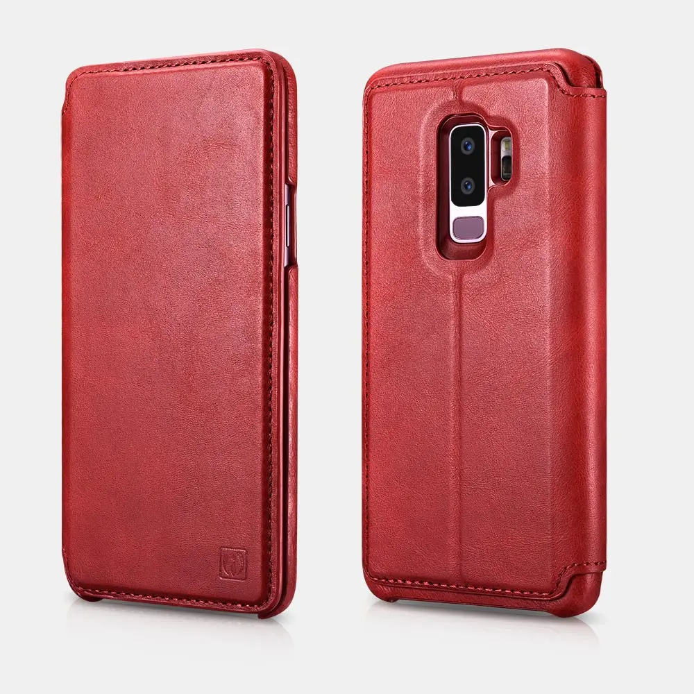 Red Icarer бренд для samsung S9 plus Чехол Съемный из натуральной кожи Чехлы-бумажники с застежкой, слот для карт, чехол-книжка и подставка - Цвет: Red