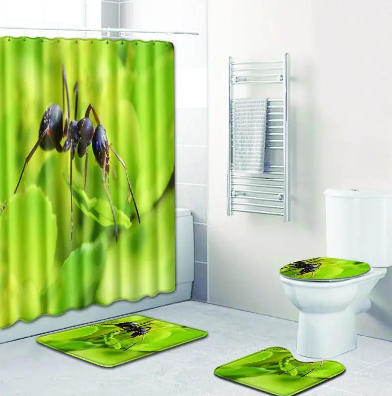 Zeegle 3D коврик для ванной комплект водонепроницаемый занавес мягкий фланелевый коврик для туалета Впитывающий Коврик для ванной комнаты коврик для ног 4 шт. Набор ковриков для ванной