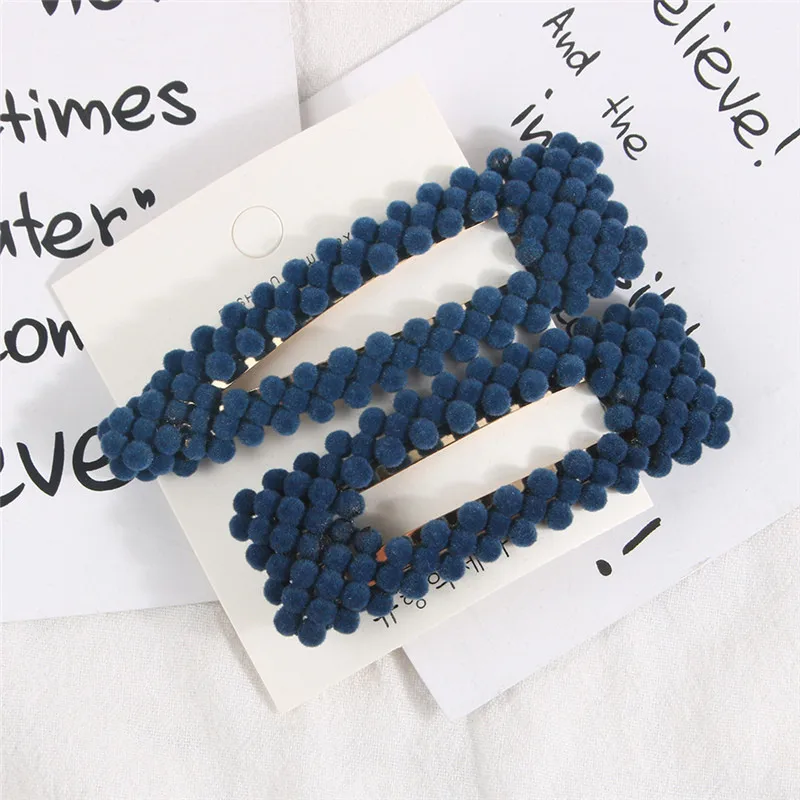 1Pair-Navy M MISM Modish, пушистые бусины, полые заколки для волос для женщин и девушек, стильные геометрические аксессуары для волос, зимние стильные заколки для волос, головные уборы - Цвет: 1Pair-Navy