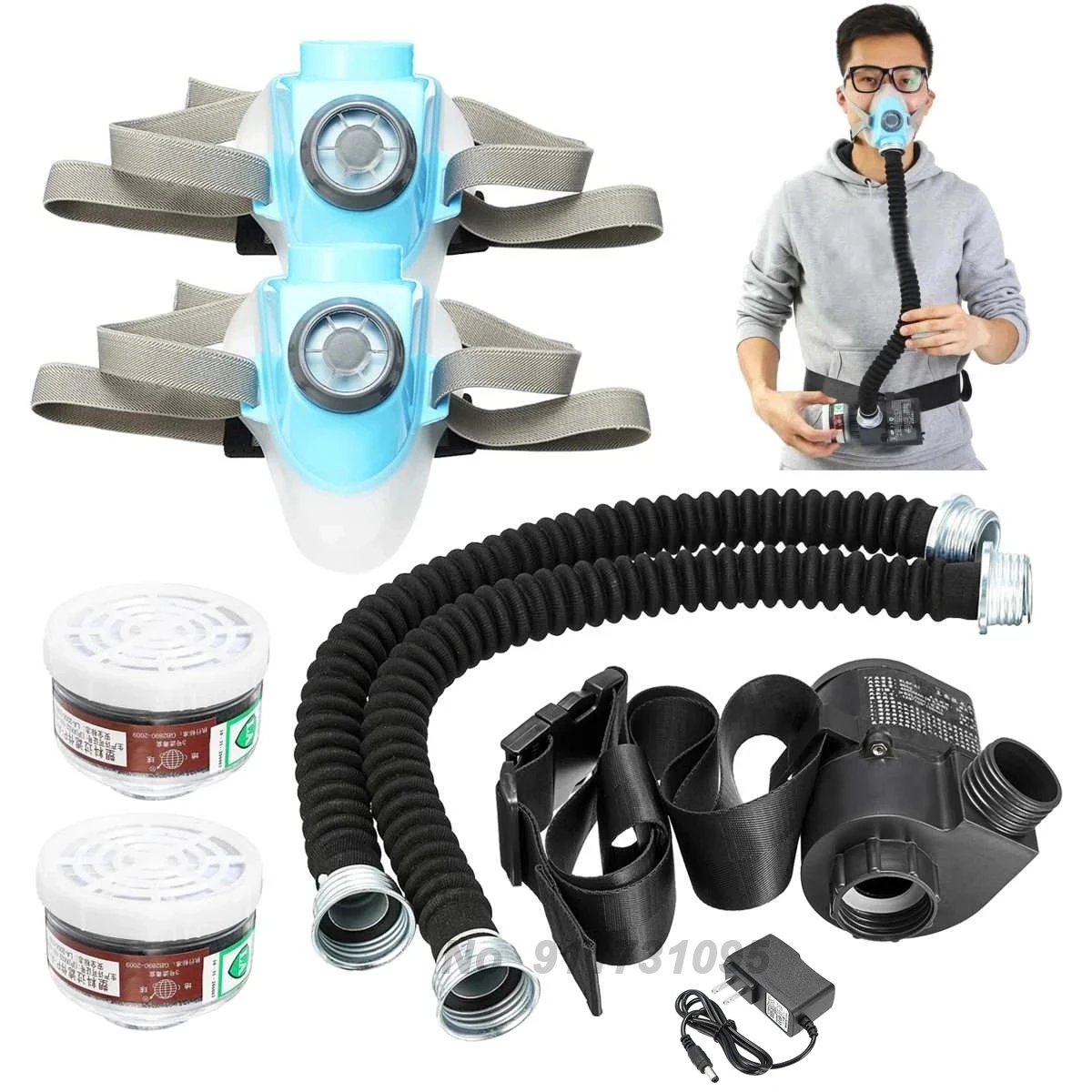 8 In 1 Respiratore Portatile Con Alimentazione D'Aria Sistema Di Alimentazione Dell'Aria Elettrica Maschera Antipolvere Industria Della Miniera Di Car