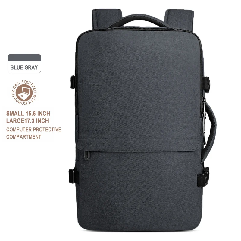 CAI Travel Backpack High Quality Capacity Side-Open Mini Suitcase Laptop bags Water Proof Minimalism Business Men School Style - Color: Blue Grey