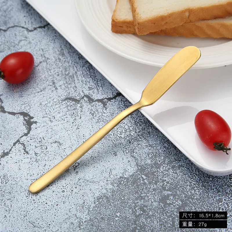 1pc Stainless Steel Butter Knife Cheese Dessert Jam Cream Spreaders Colorful Rose Gold Knifes Western Cutlery Breakfast Tool - Цвет: Gold