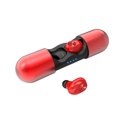 Red TWS Bluetooth наушники беспроводные наушники-вкладыши спортивные наушники громкой связи беспроводная гарнитура с зарядным устройством для Bluetooth V5.0 - Цвет: Red