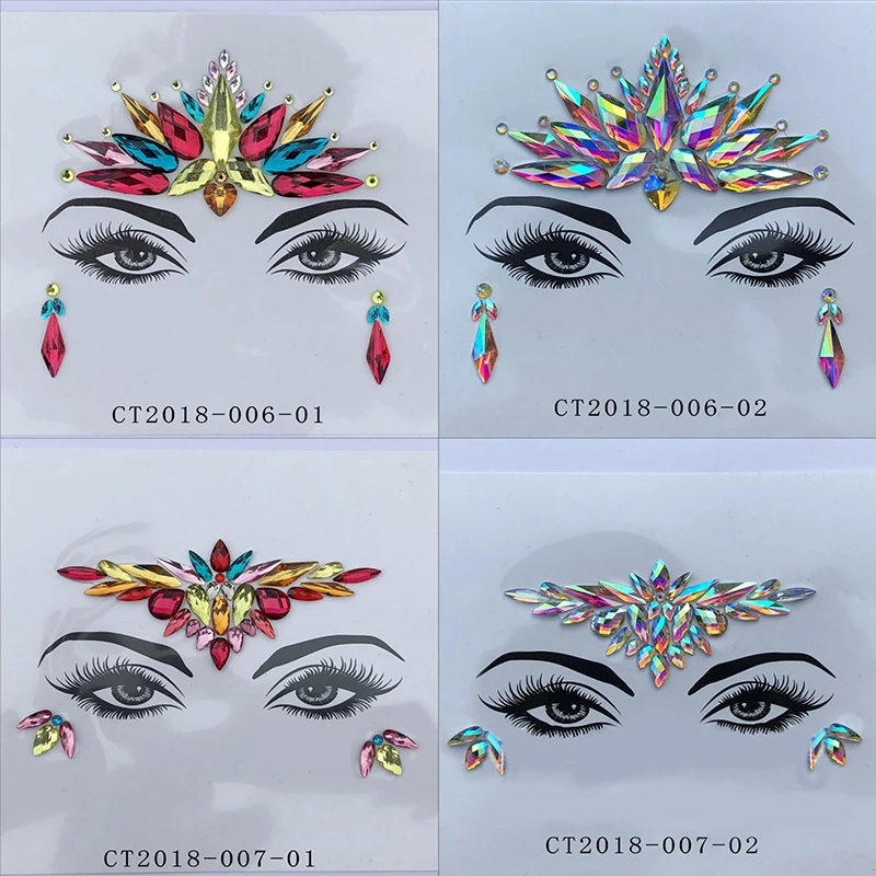 Adhesive Face Gems Rhinestone Temporary Tattoo Jewels music Festival Party Body Glitter Stickers Flash Temporary Tattoos Sticke
