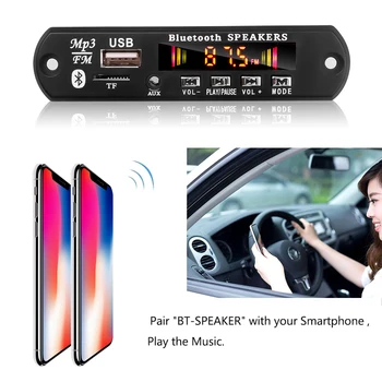 

Board Bluetooth 5.0 Audio Control Screen Mp3 Music Audio Module Wireless 5V/12V Mp3 Wma Decoder Support Usb Tf Fm Radio for Car