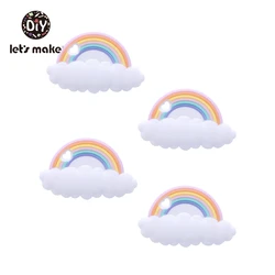 Silicone Teethers Rainbow Cartoon Shape 1pc BPA Free Tiny Rod Food Grade Silicone Baby Teethers Teething Toy Cloud Charms Patent