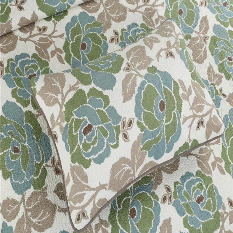 1pc Bed cover+2pcs Pillowcases Green Peonys Bedding set Green Garden style Bedspread Luxury cotton Quilt Quilting Blanket