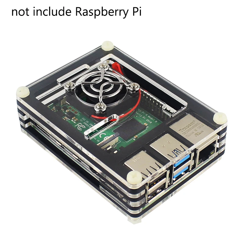 Raspberry Pi 4 Модель B 9 слой акриловый чехол прозрачная коробка черный корпус | Вентилятор охлаждения | матовый чехол для Raspbberry Pi 4
