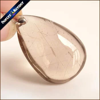 

Rare Natural Quartz Gold Rutilated Garden Quartz Crystal Love Necklace Pendant natural minerals Fish Tank Beads OS836