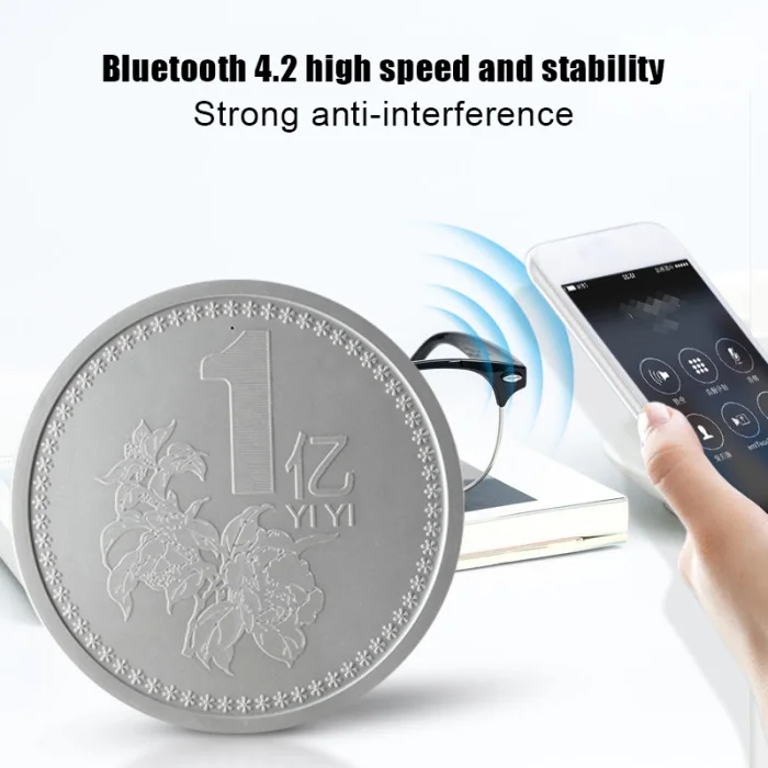 Беспроводной Bluetooth динамик в форме монет Портативный Встроенный микрофон USB для дома GK99