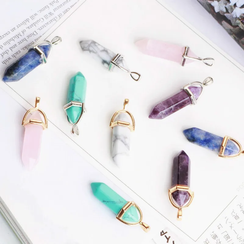 

10pcs Mix Color Natural Stone Pendants Crystal Charms for DIY Jewelry Making Necklaces Bracelet