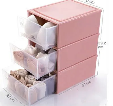 3pc-pink-M 3 шт., многоразмерный органайзер для бюстгальтера, нижнего белья, домашний ящик для хранения, ящик для шкафа, органайзер для шарфов, носков, pf831499 - Цвет: 3pc-pink-M