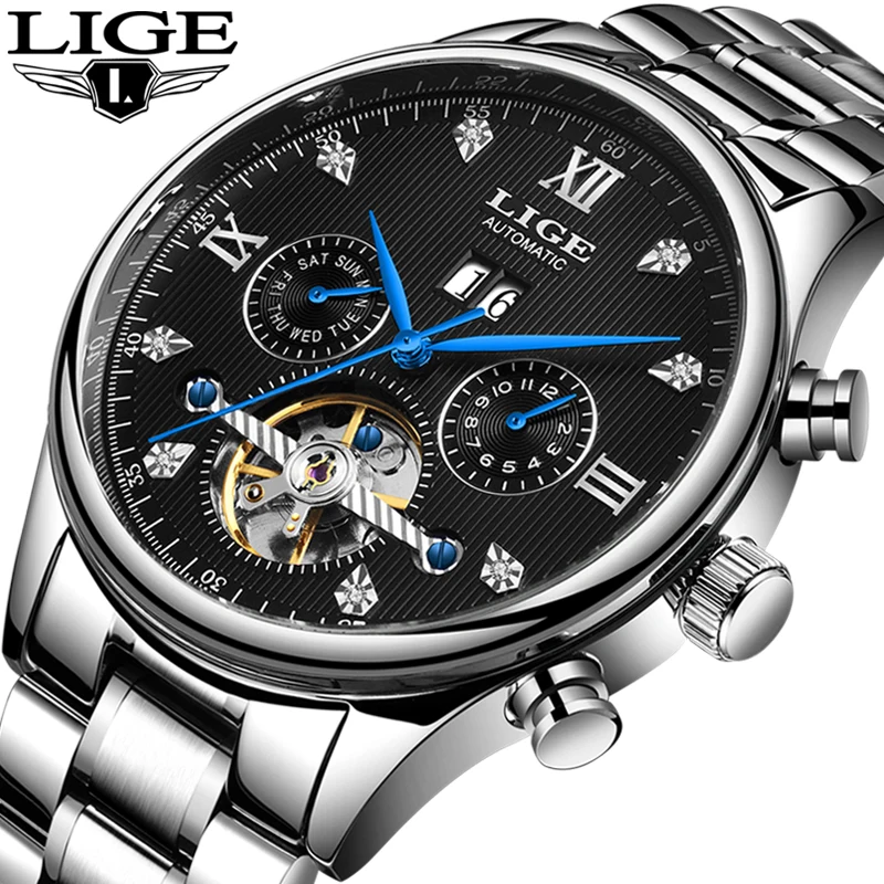 

2019 LIGE New Mens Watches Top Brand Luxury Automatic Mechanical Luxury Watch Men Sport Wristwatch Mens Reloj Hombre Tourbillon