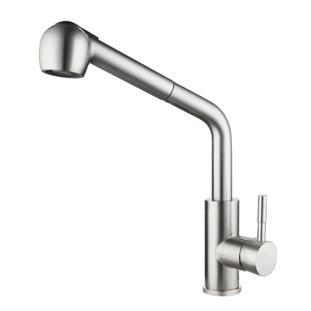 

Single Hole Sprayer Pull Out Sink Chrome Rustproof Rotatable One Handle Stream Kitchen Faucet Home Modern Stainless Steel Tap