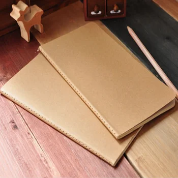 

New Arrive 300pcs cowhide paper notebook blank notepad book vintage soft copybook daily memos Kraft cover journal notebooks