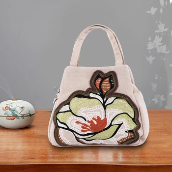 

Womens Handbags Handmade Weave Pretty Flower Summer Bohemia Pack Teenage Girl Ethnic Retro Canvas Daily Large Capacity Totes Bag