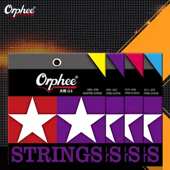 

Orphee Professional 6Pcs Electric Guitar Strings Set Super Light Nickel Alloy Wound Steel Core Guitar Part Musical Instruments