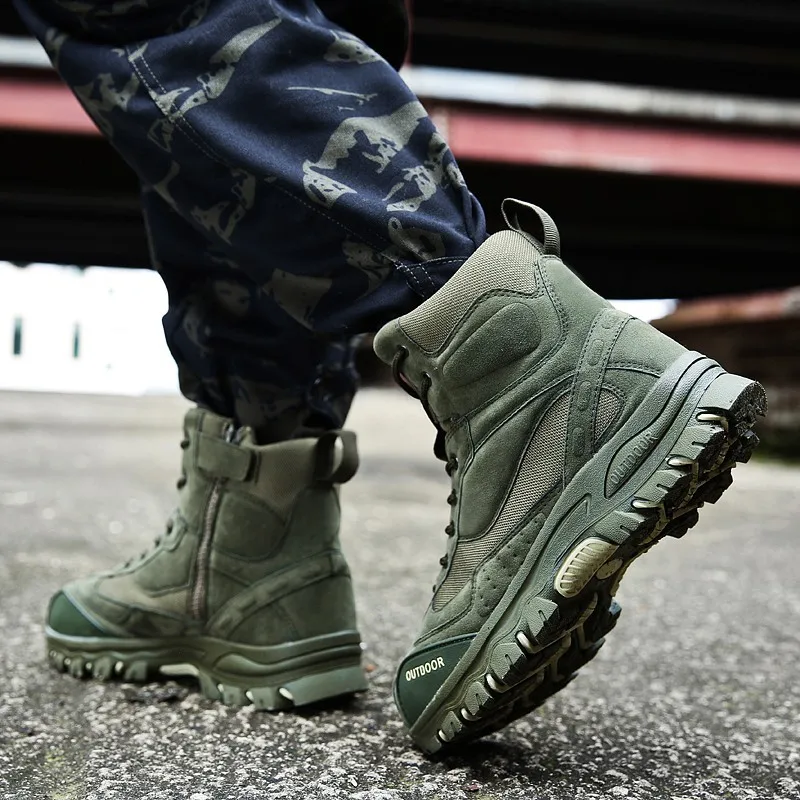 Large Size 47 Desert Boots Men Pure Color Special Tactical Outdoor
Field Breathable Mesh Shoes Round Head Frenulum Casual Boots