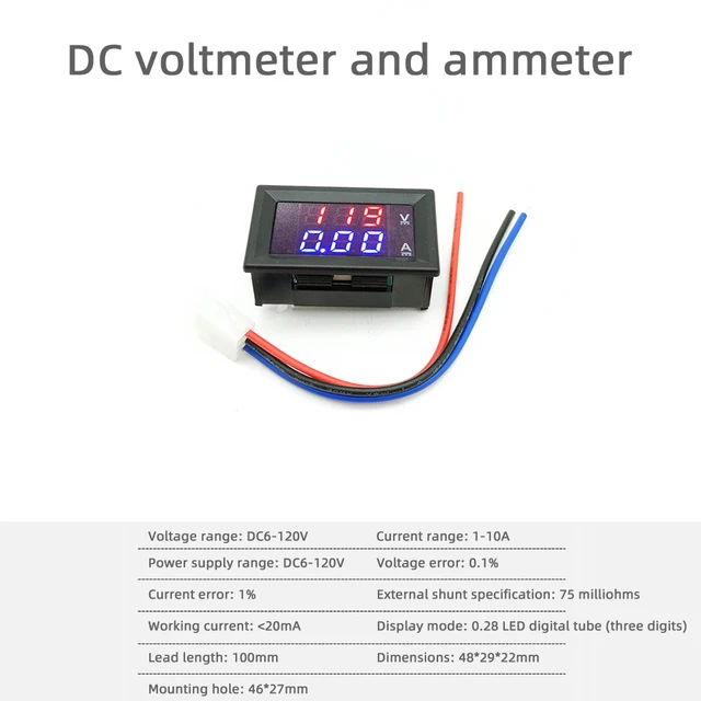 Acheter Le compteur de tension cc numérique Ultra petit a mené l'affichage  de tension à trois fils Dc0-100V