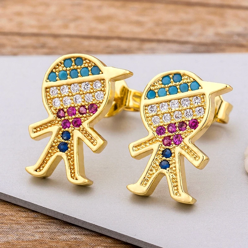 Новые модные серьги-гвоздики для девочек и мальчиков, цветная Радужная Высококачественная медная подвеска с цирконом, ювелирные изделия для женщин, подарок на день рождения для девочек