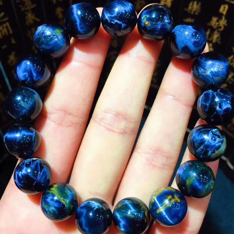 

12mm Natural Pietersite Blue Genuine Gemstone Chatoyant Round Beads Stretch Healing Bracelet From Namibia AAAAAA