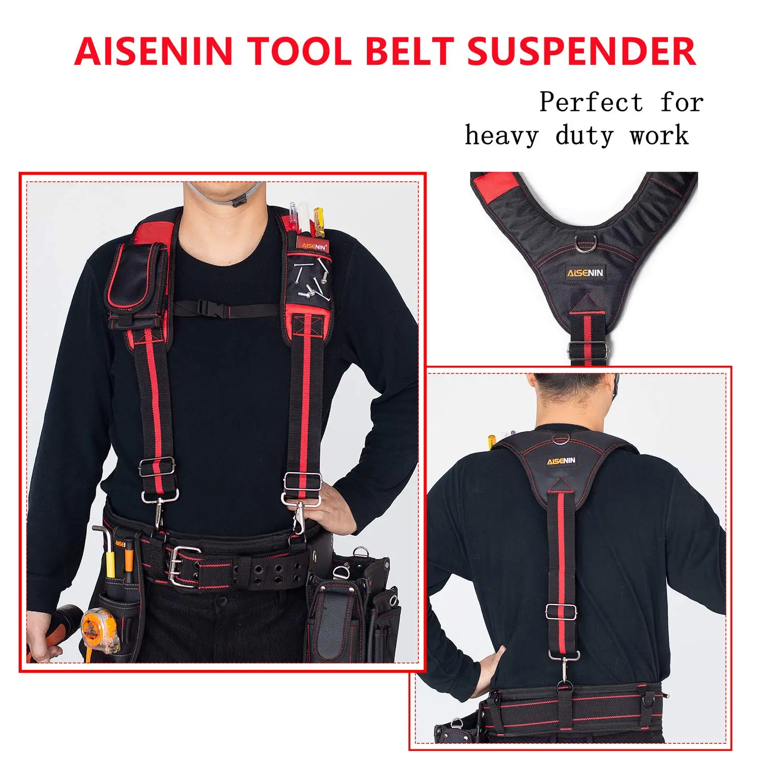 large tool chest Tool Belt Suspenders Y Type Construction Work Suspenders Large Moveable Phone Holder Pencil Holder for Carpenter Electrician waterproof tool bag