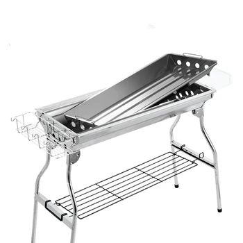 

Stainless steel grill outdoor home shelf wild folding full set of tools charcoal barbecue