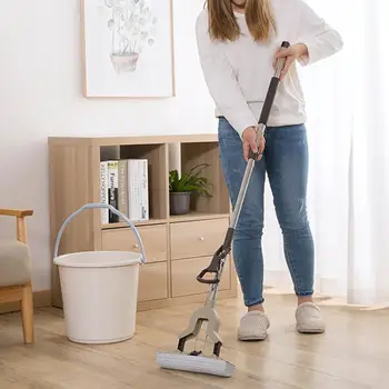 

Tensible Floor Mop Sponge Mop Twist The Water Mop Microfibre Nozzle Flat Rotated Spray Self-squeezing without Hand Washing