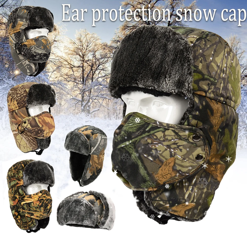 

Brand New Winter Men's and Women's Hat Outdoor Anti-fog and Haze Riding Cap Thick Warm Ear Protection Windproof Lei Feng Cap
